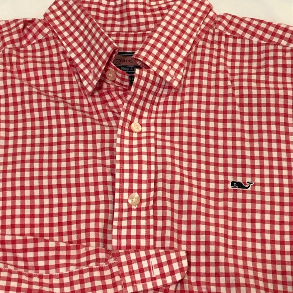 Vineyard Vines Gingham Whale shirt Medium